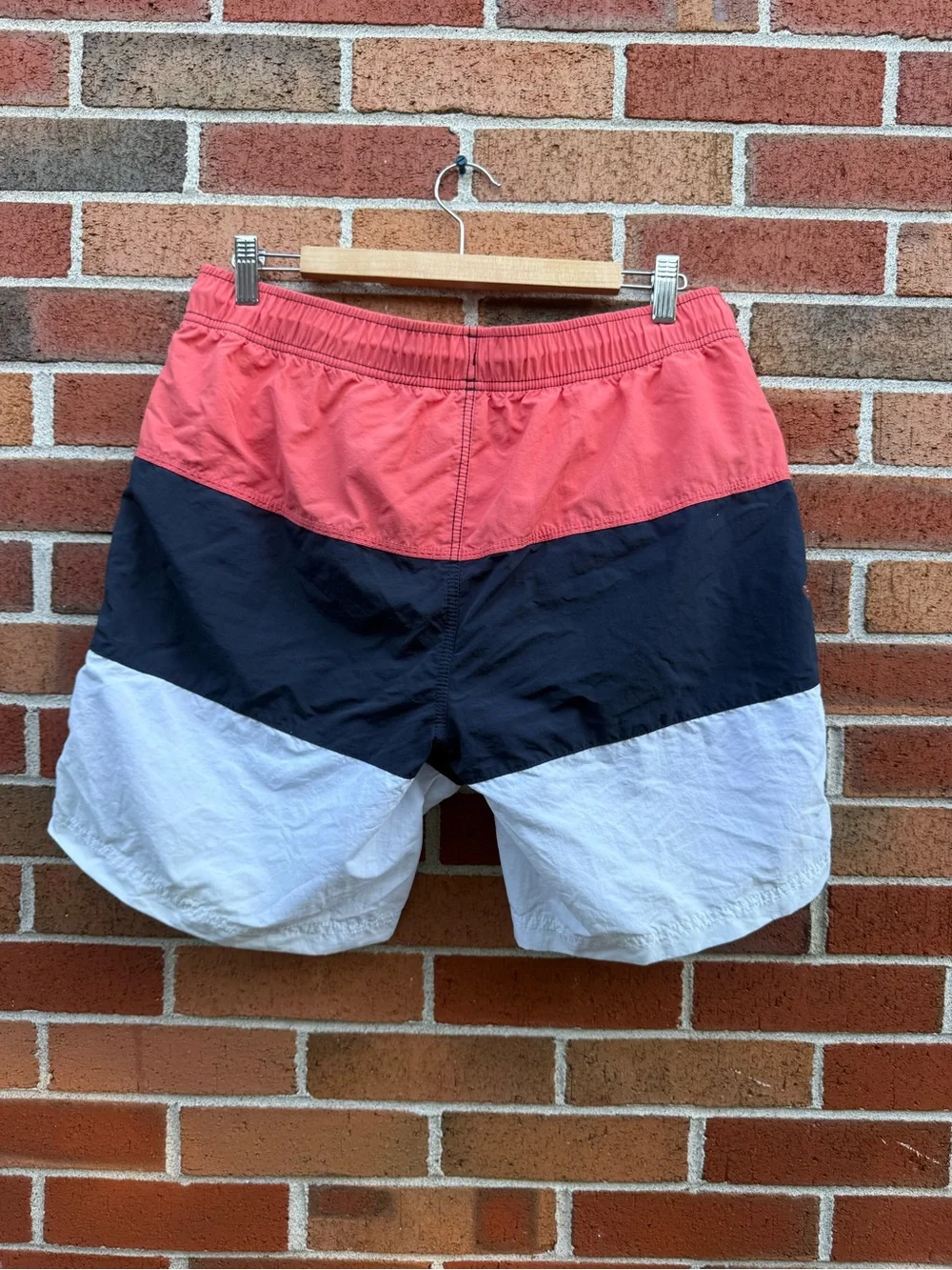 Nautica Men’s Large Colorblock Swim Trunks Coral Navy White